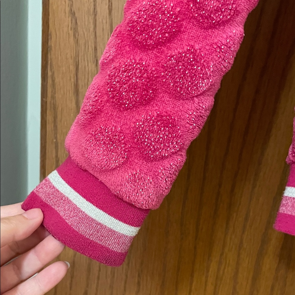 WONDER NATION UGC Girls Size Medium (7/8) Glittery Fuzzy Pink Kids Jacket Hoody - Picture 3 of 9